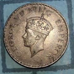 イギリス領・インド1940年 ジョージ6世 1ルピー 銀貨 - メルカリ