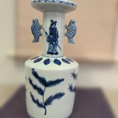 平安 手塚祥堂 作 染付 高砂花入 花器 花瓶 共箱 - メルカリ