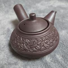 急須 萬古焼（ばんこやき）骨董品 茶道具 アンティーク 茶器 彫刻 骨董