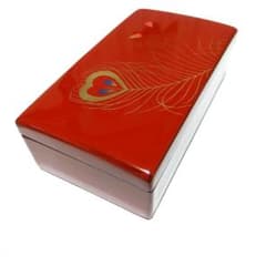 輪島塗 小物入れ／金彩朱塗り 孔雀の羽根♡ハート型模様 - メルカリ