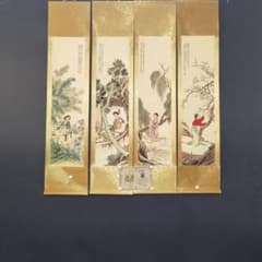 特価】潘振镛 仕女游春図 中国絵画 四条屏 掛け軸 和室・床の間・玄関