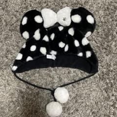 ミニーちゃん ドット水玉模様ファンキャップ 黒 ディズニーランド