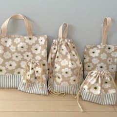 入園入学5点セット ベージュ 花 ハンドメイド92 - メルカリ