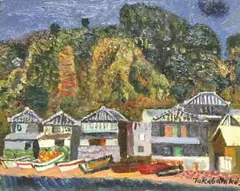 高畠達四郎【石造の家（下田須崎）】 油彩 8号 - メルカリ