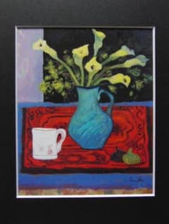 丸山勉、【夏の日】、希少な額装用画集画、新品高級額 額装付、状態良好