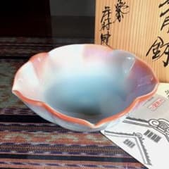 晩香窯「庄村健吉」造色絵花生明治時代 花瓶 花入