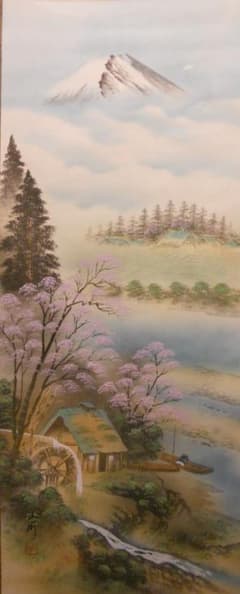 掛け軸 高井一鳳 秋景山水 絹本 希少 軸装 茶道具 掛軸 美品 です。