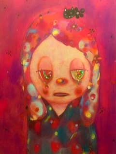 アーティスト無名北欧アート女の子F10サイズキャンバスアクリル画