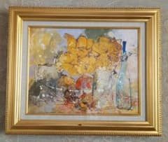 池田秀郎 油彩 題名 らんと果実絵 40× 31cm 額61×52cm