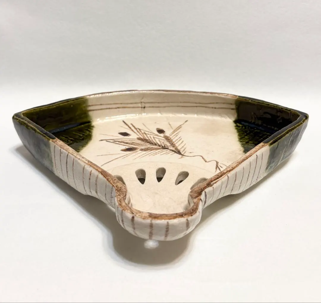 織部中島春草盛器扇形向付懷石盛器稻穗紋和食器美濃燒‐ Mercari 日本