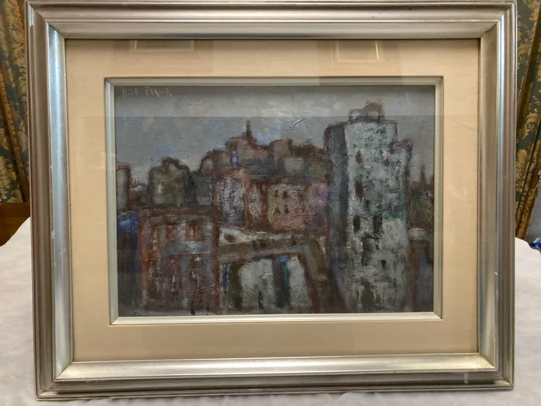 斎藤三郎大判リトグラフ『祭りの馬車』直筆サイン入、ウコン布&共箱付