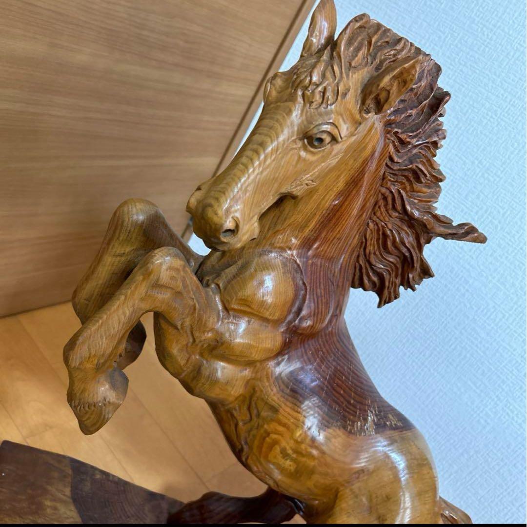 ★ 馬　置物　木　木製　木彫り　インテリア　オブジェ　豪華