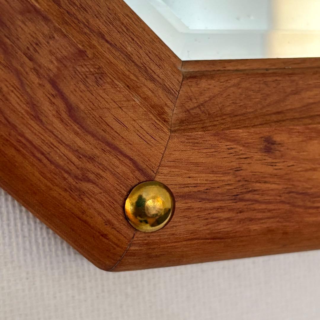 【 アンティーク 】八角形 木製ミラー 北欧インテリア 吊り下げミラー