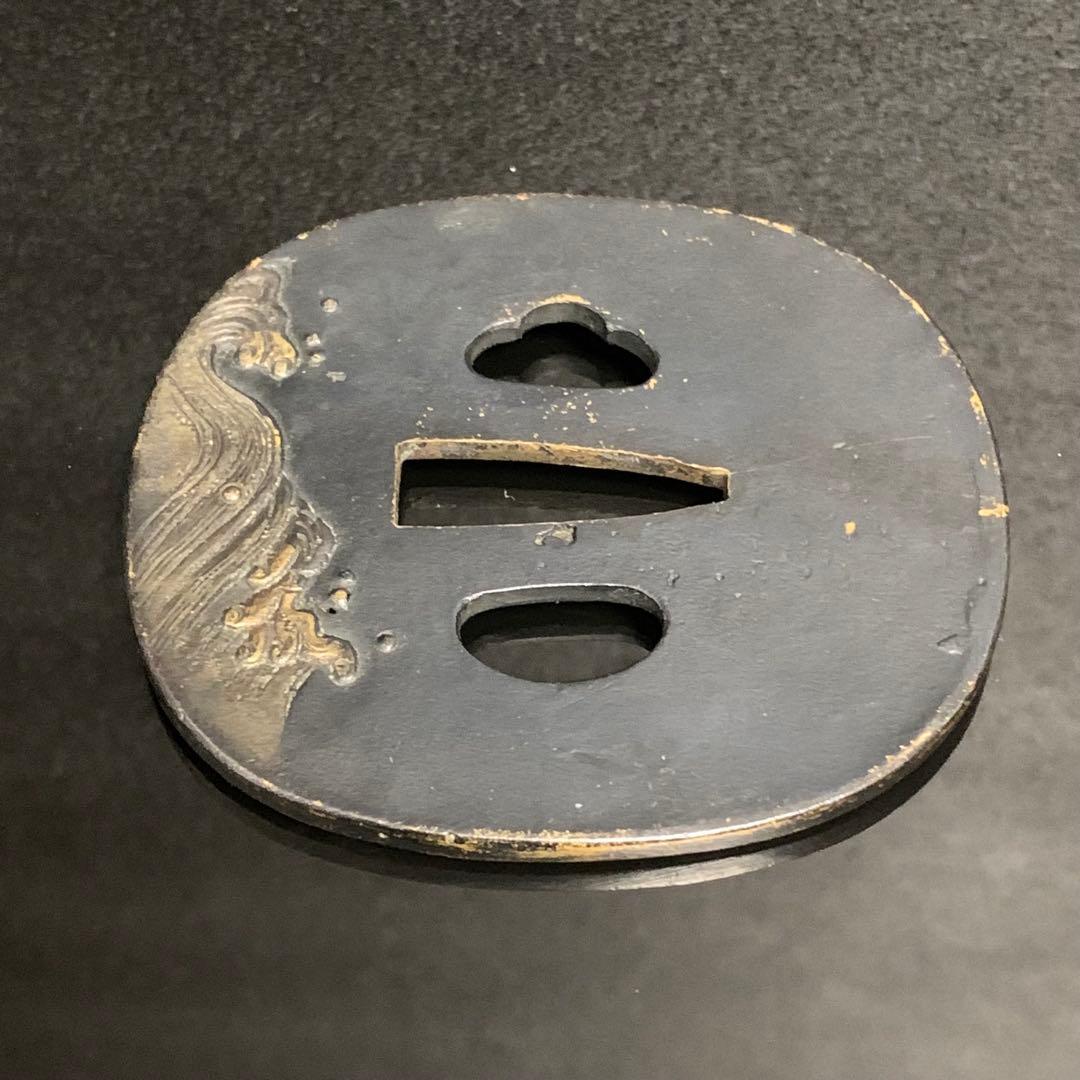 《アンティーク希少レア品！》⭐︎荒波 鳥 鍔つば　江戸期 銅 刀剣鍔♪⭐︎