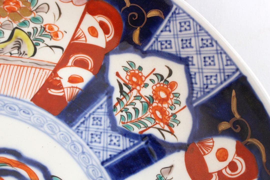 No4436 古伊万里 染錦大皿2点 赤絵 金襴手 鳳凰 花鳥 古美術 送料無料