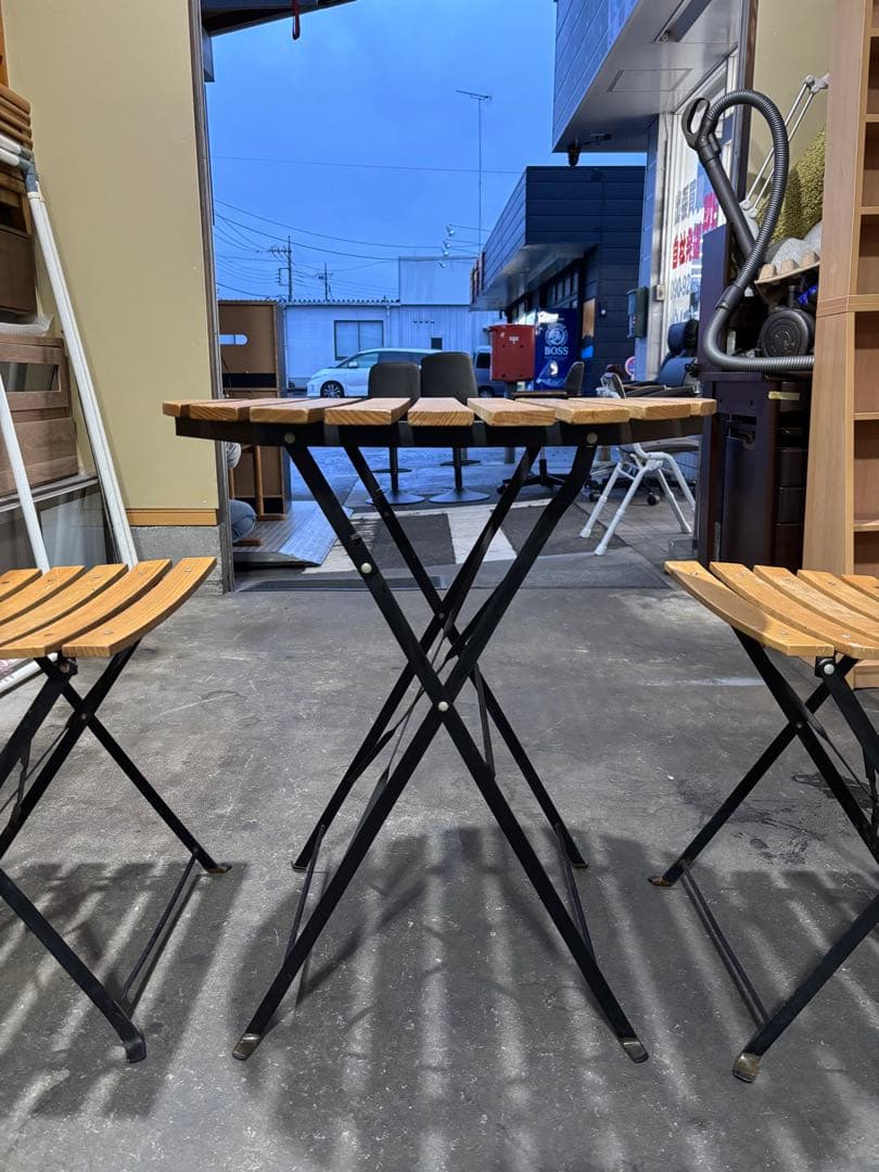 ガーデンテーブル&チェアセット 木目