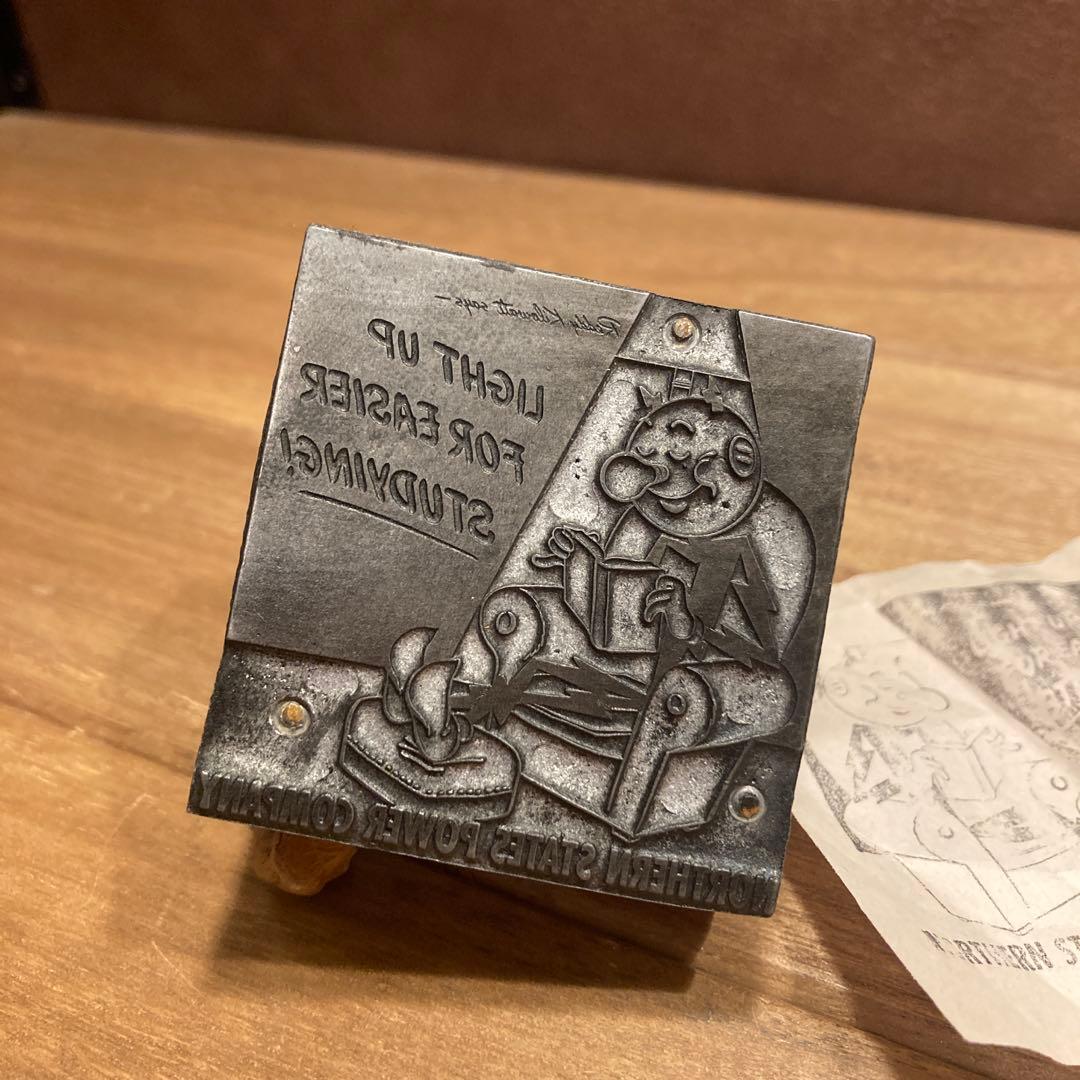 レディキロワット　ヴィンテージ　メタルスタンプ　プリントブロック　アメリカウッド