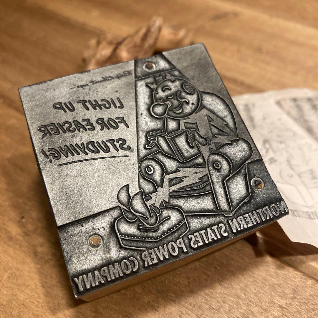 レディキロワット　ヴィンテージ　メタルスタンプ　プリントブロック　アメリカウッド