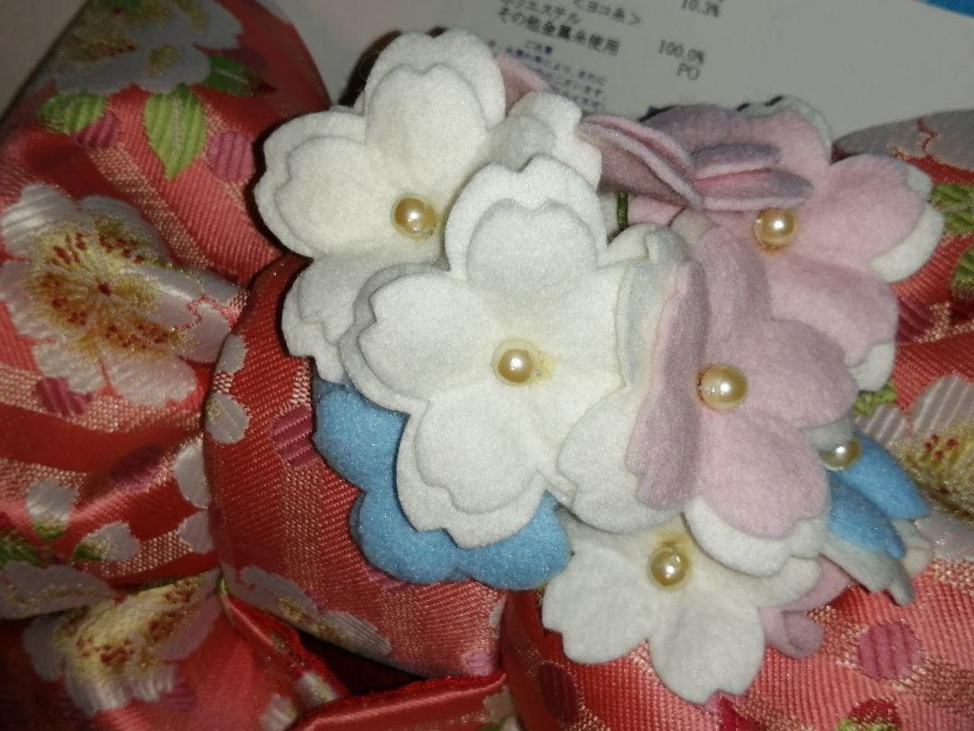 ポンポネット ブランド 7歳着物用.作り帯.ピンク地 桜柄.七五三.お正月