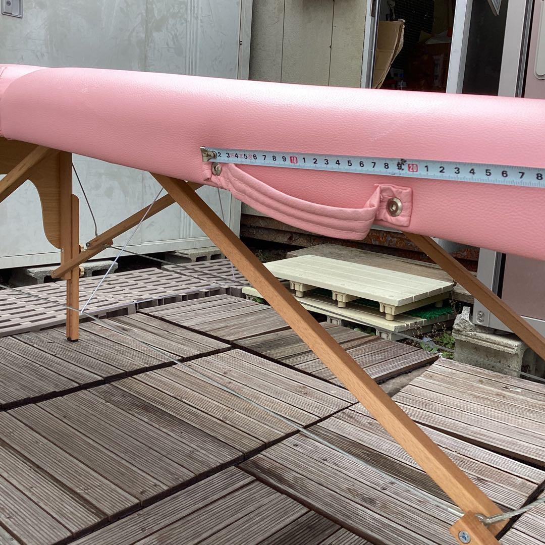 木製フレーム　折りたたみ　ベッド　収納袋付き　ピンク　World JB（F32