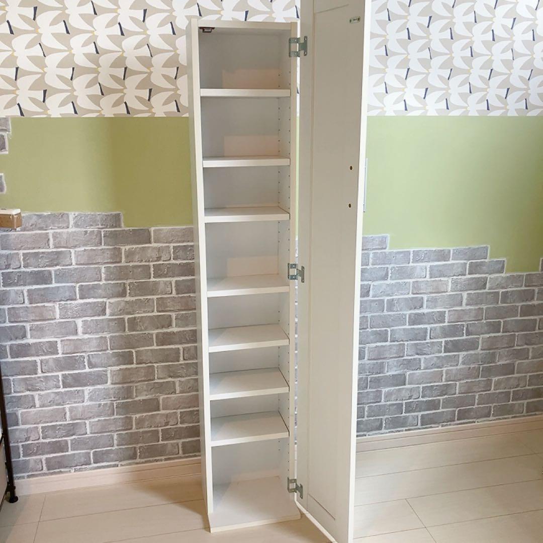 【引取限定】福岡市 ミラー付き収納 本棚 こっそりオタ活収納 ホワイトインテリア