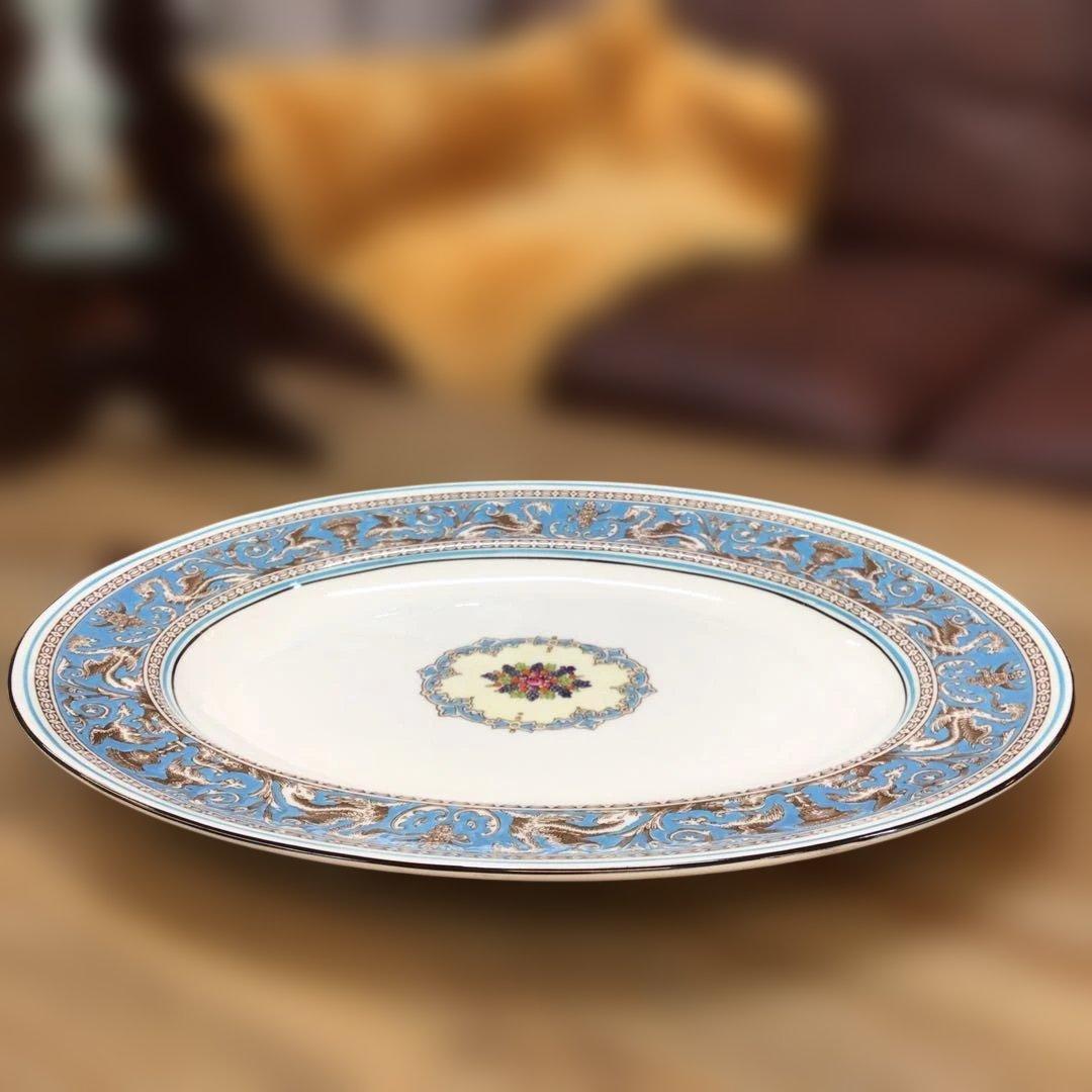 フロレンティーン ターコイズ オーバルプレート×1+22㎝プレート6枚セット