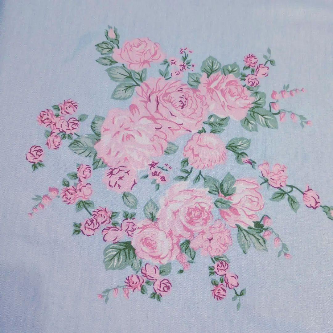 新品★ブルーにピンクの薔薇ブーケ綿100%シングル掛け布団カバー1枚枕カバー2枚