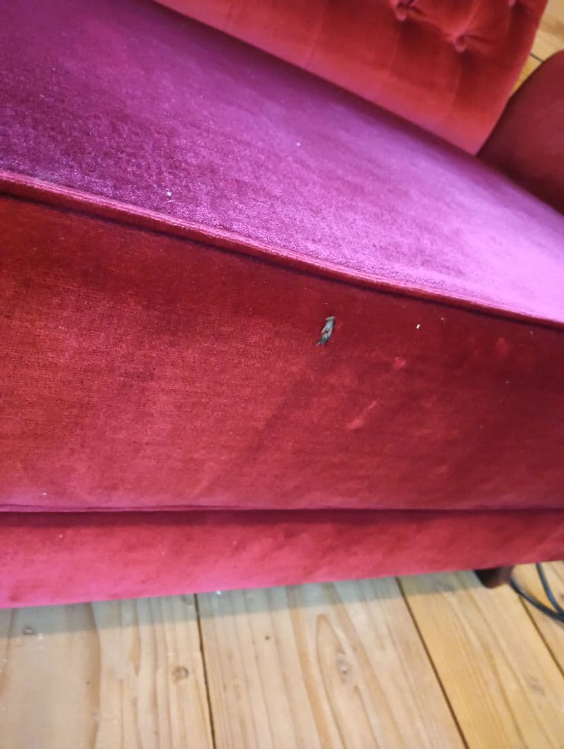 2-3人掛け　ワインレッド　ベルベットソファ　昭和ロマン