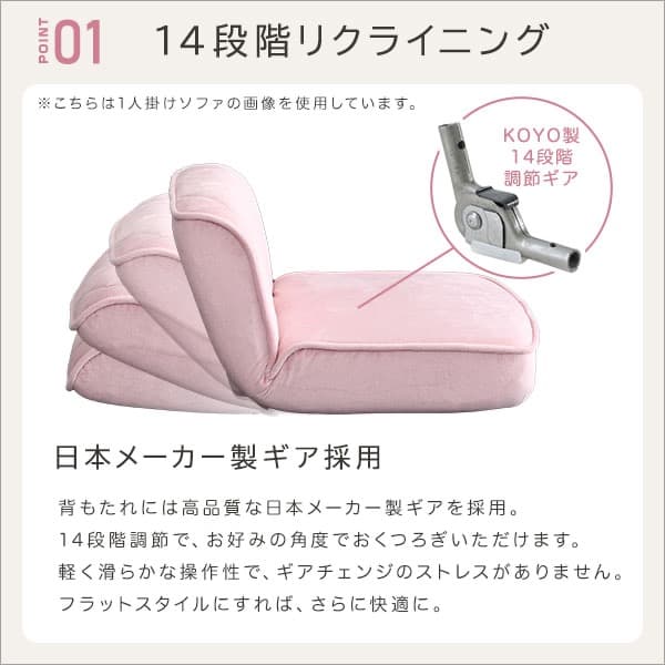 【送料無料】 2人掛けダイヤモンドソファ 14段階リクライニング ポケットコイル