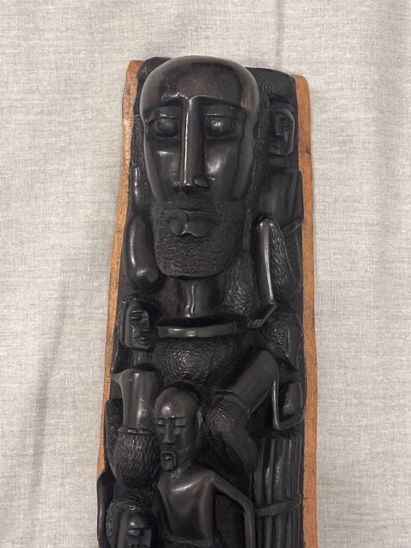 【希少】高級　アフリカ　木彫　一本彫　特大41cm アフリカンエボニー　黒檀