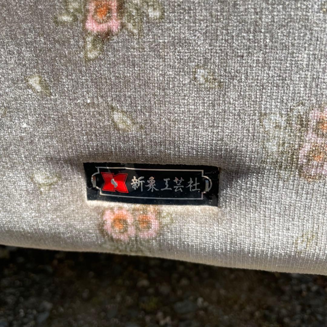 【美品】新象 シングルソファ 1P アンティーク 花柄　グレー　レトロ　ソファ