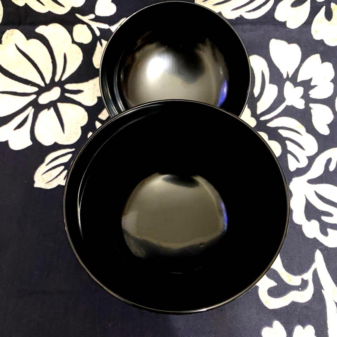 輪島塗　忍紋沈金　木製吸物椀　五客組　共箱有り　高級漆器　羊歯紋　雑煮椀・煮物椀