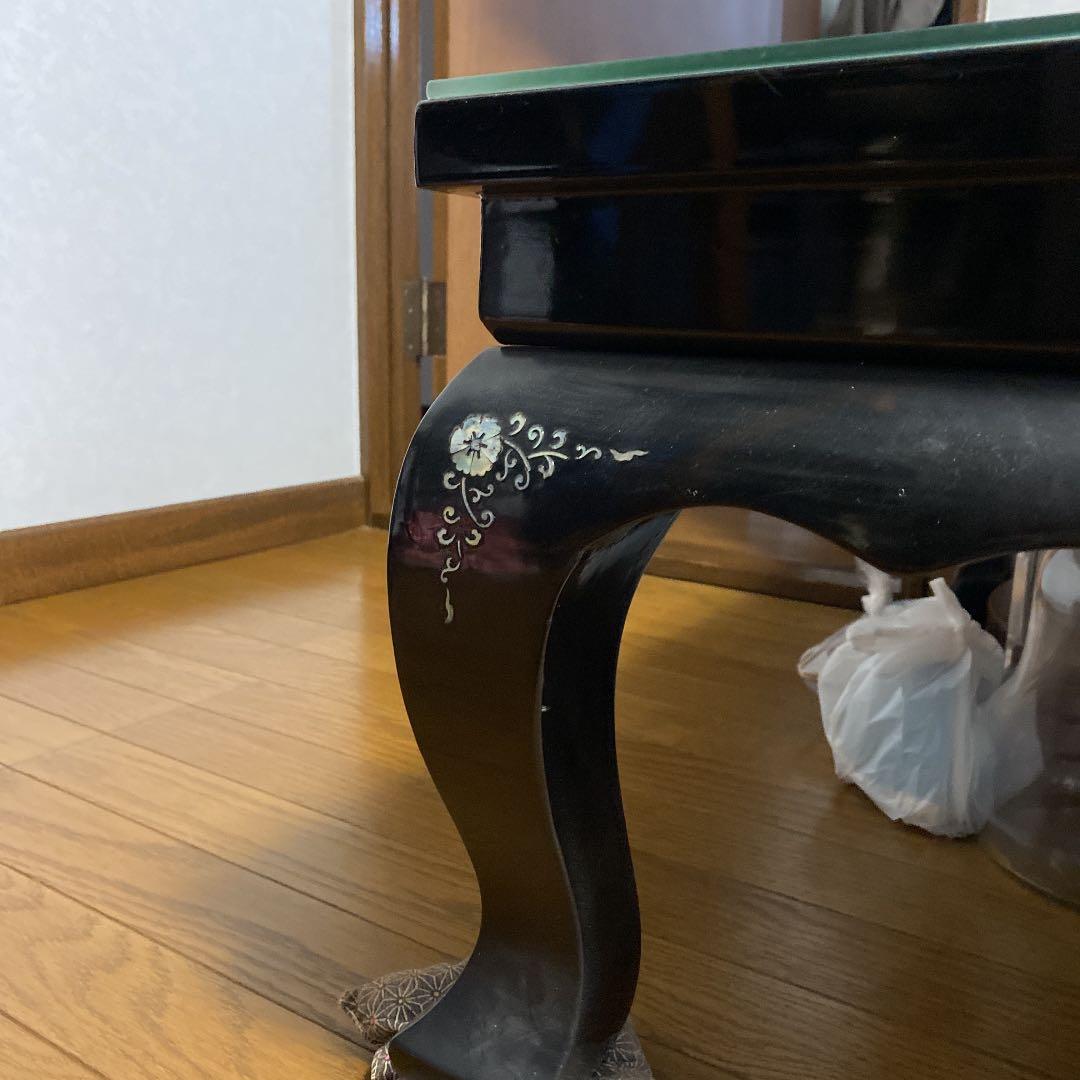 黒漆螺鈿テーブル　鳳凰紋　中古　韓国製