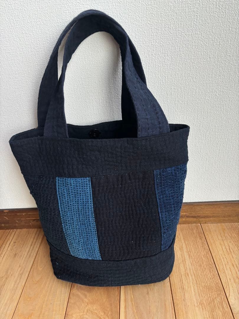古布　庄内刺し子のトートバッグ　藍染　木綿