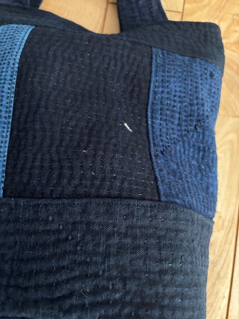 古布　庄内刺し子のトートバッグ　藍染　木綿