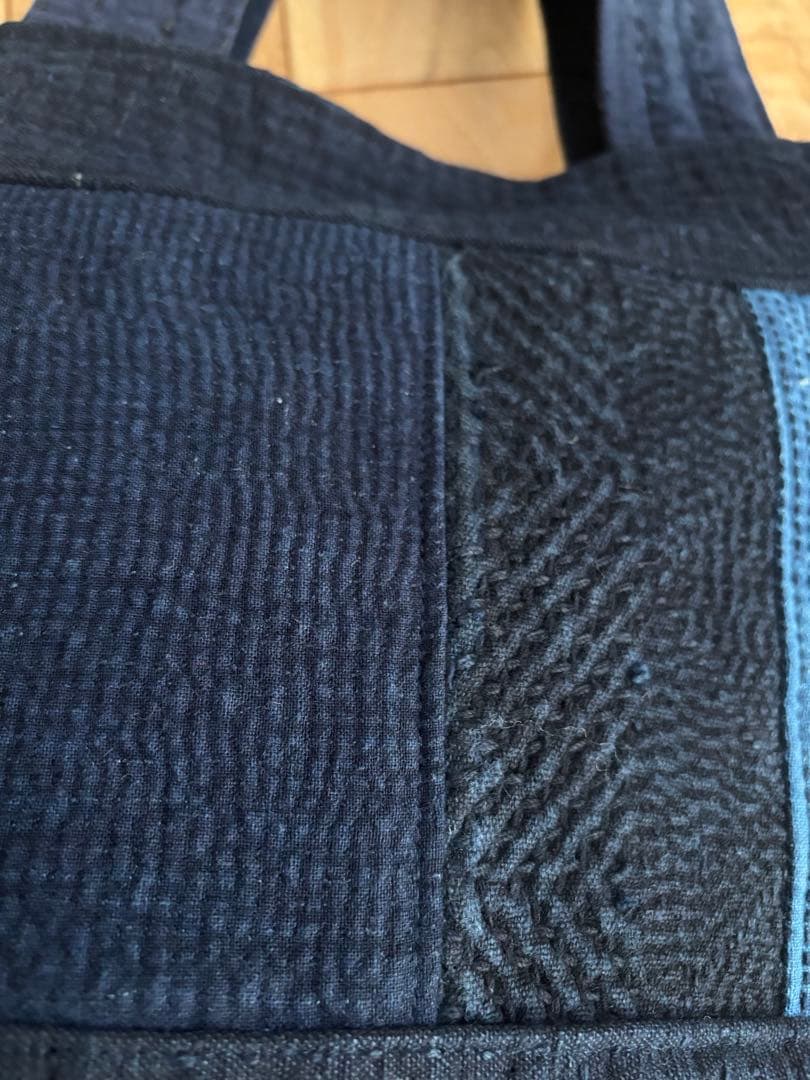 古布　庄内刺し子のトートバッグ　藍染　木綿