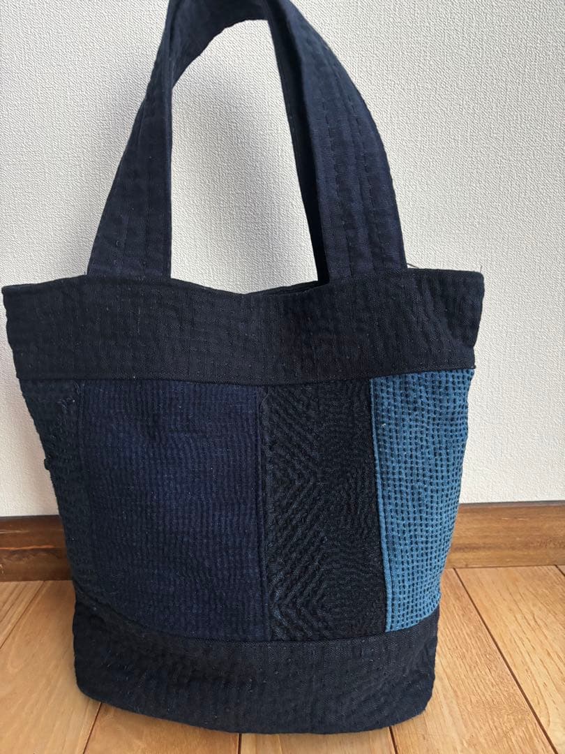 古布　庄内刺し子のトートバッグ　藍染　木綿