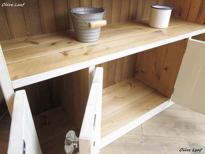 サイズ、デザインオーダー可！4扉ローキャビネット●シャビーブラウン無垢●受注製作