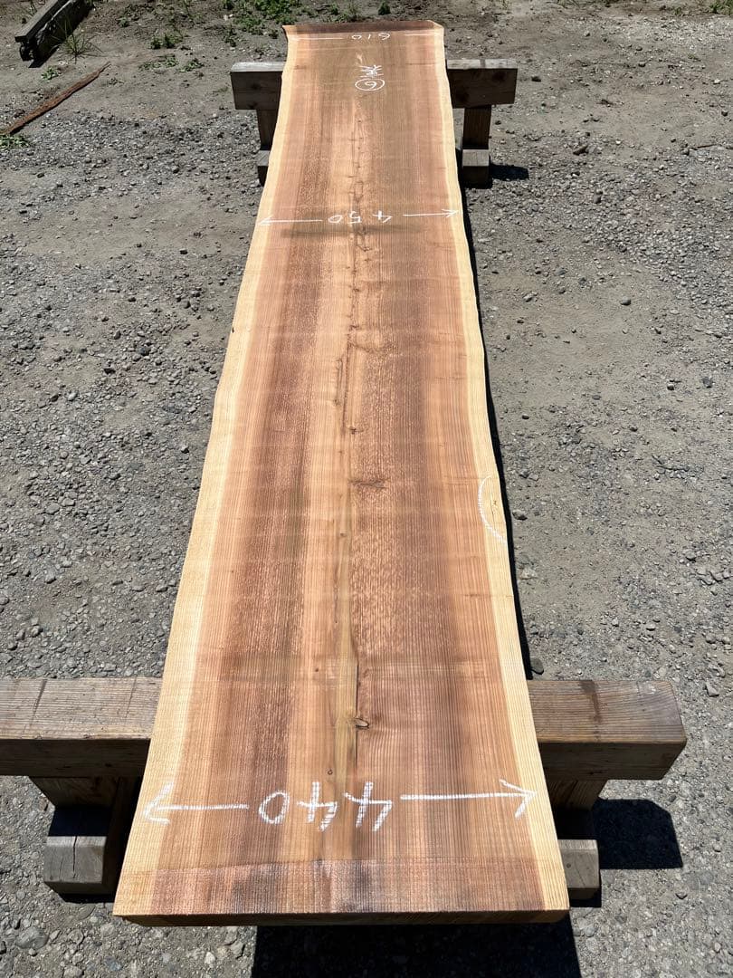 ⑥杉　無垢 一枚板 3.2m 乾燥材 カウンター テーブル　レジン　看板　ベンチ