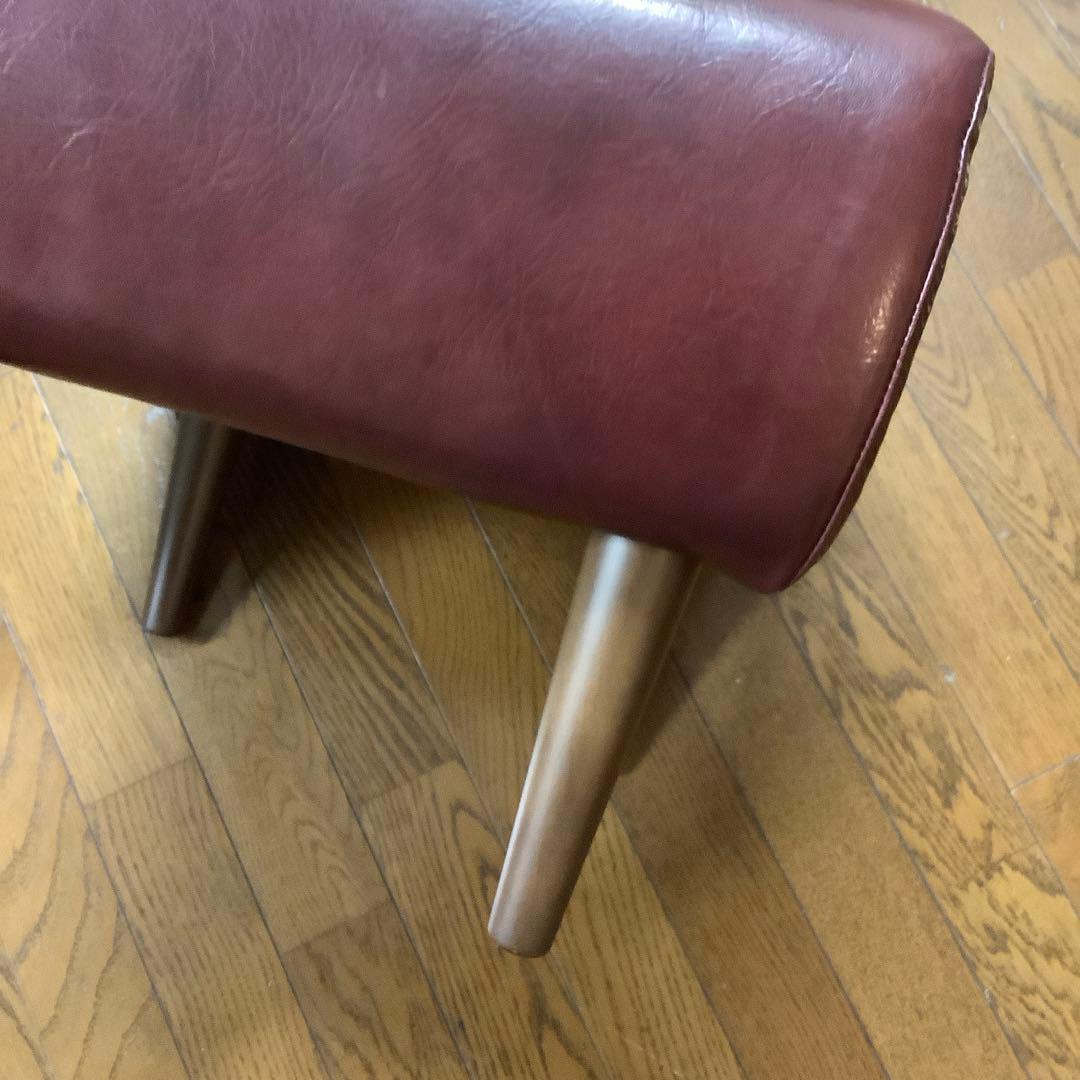 ビンテージ風　オットマン　合皮レザー　ボルドーカラー