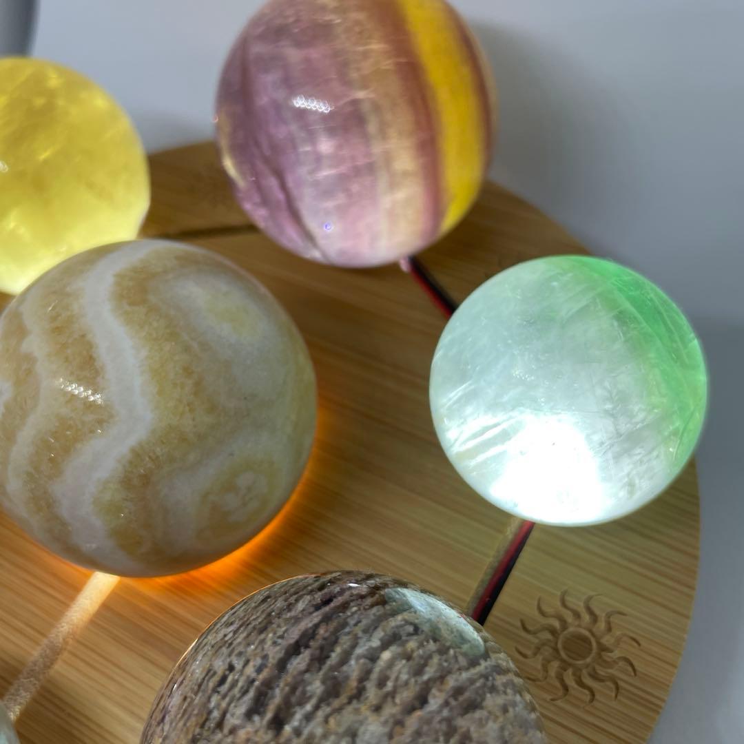 天然石スフィア 7個セット (ライト台座付き)