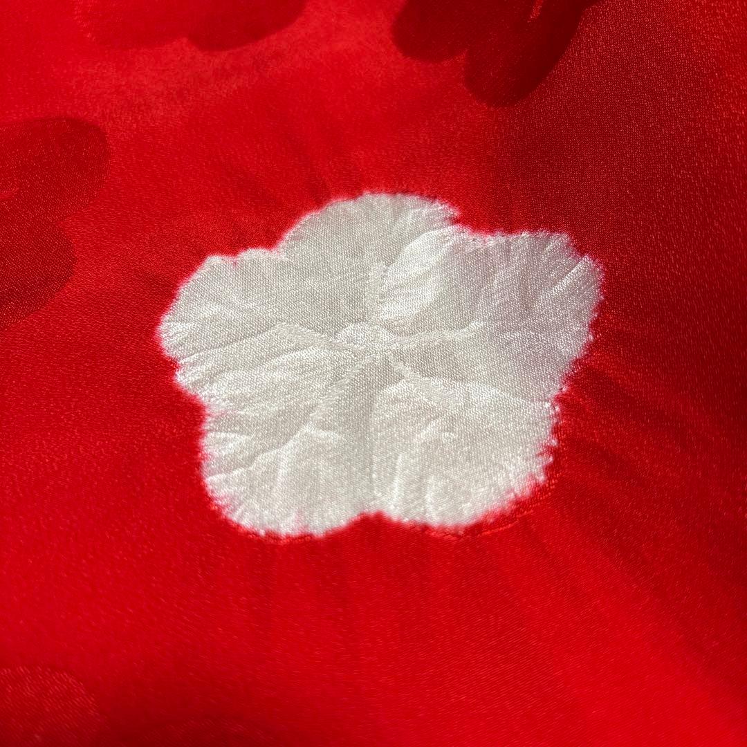 七五三　着物セット　被布　3歳　赤色　白色　正絹　綸子