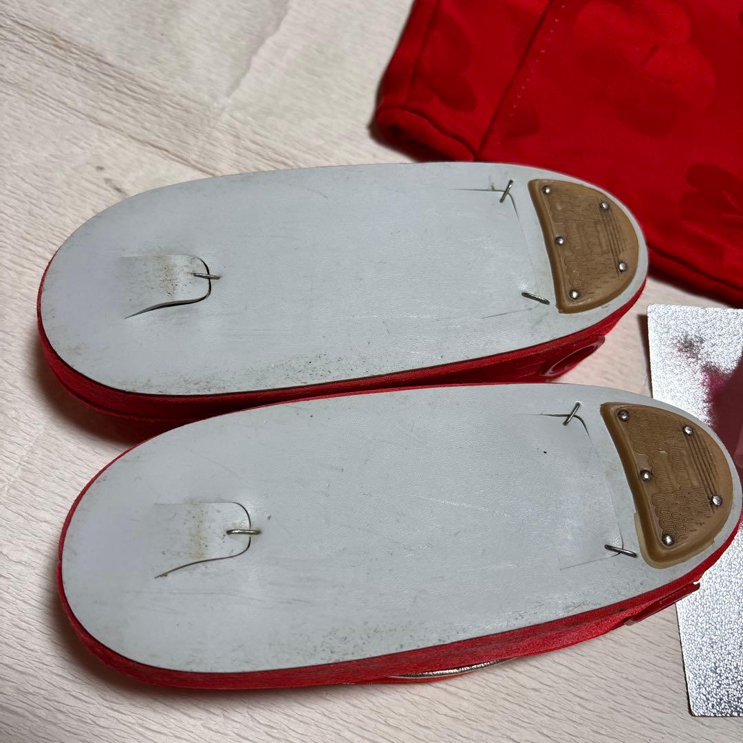 七五三　着物セット　被布　3歳　赤色　白色　正絹　綸子