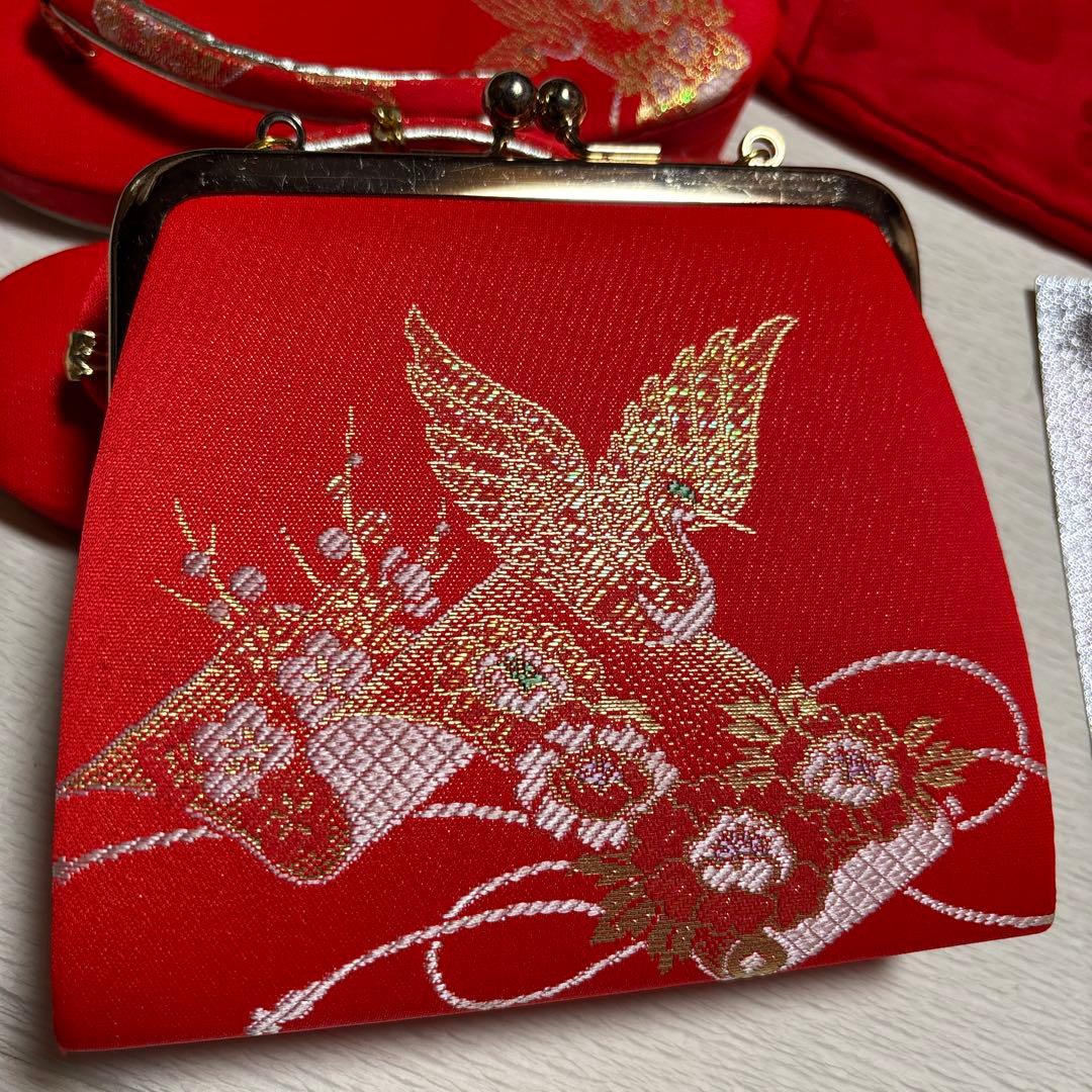 七五三　着物セット　被布　3歳　赤色　白色　正絹　綸子