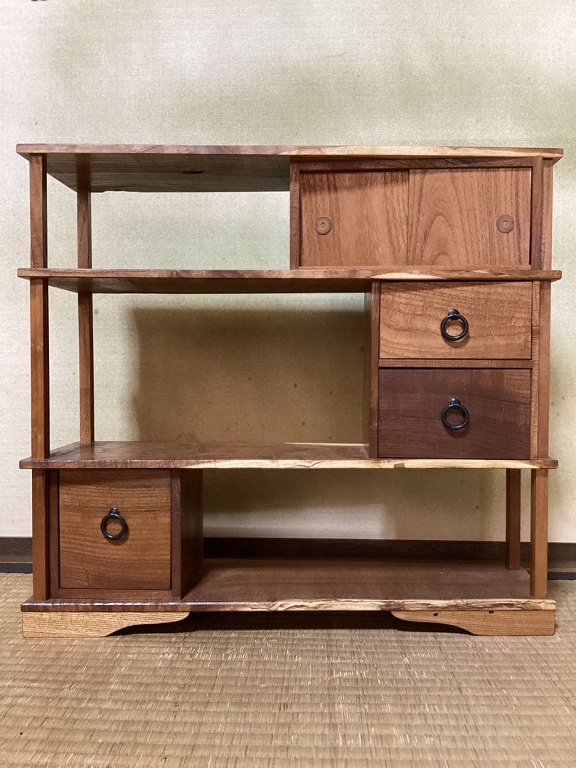 無垢材本桑、桑指物工芸飾り棚、桑古材棚、幅49cm×高さ44.5cm