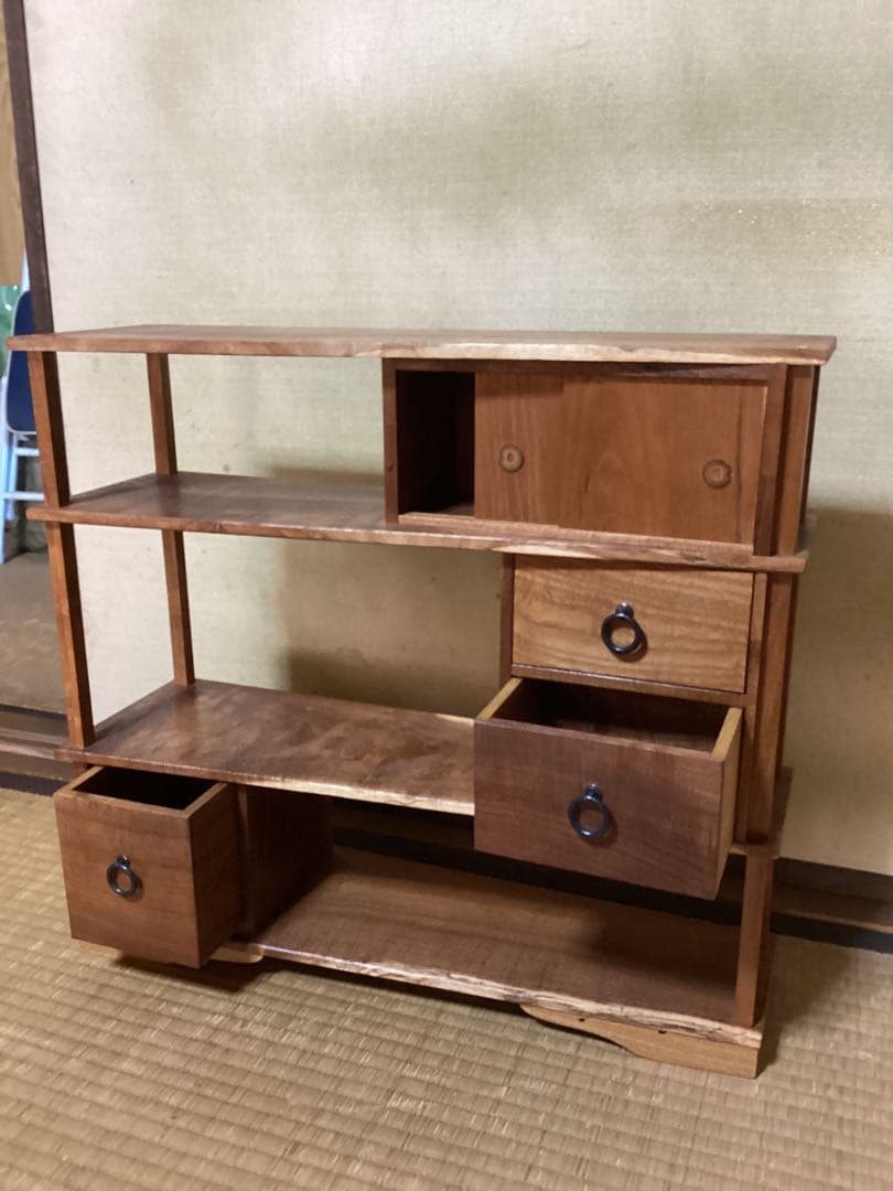 無垢材本桑、桑指物工芸飾り棚、桑古材棚、幅49cm×高さ44.5cm
