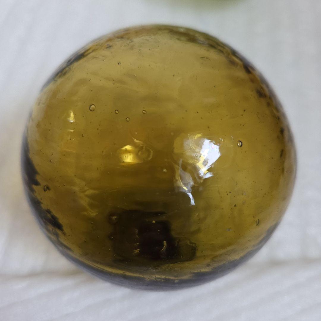 ガラス浮き玉 青ボタン 茶☆缶 サ