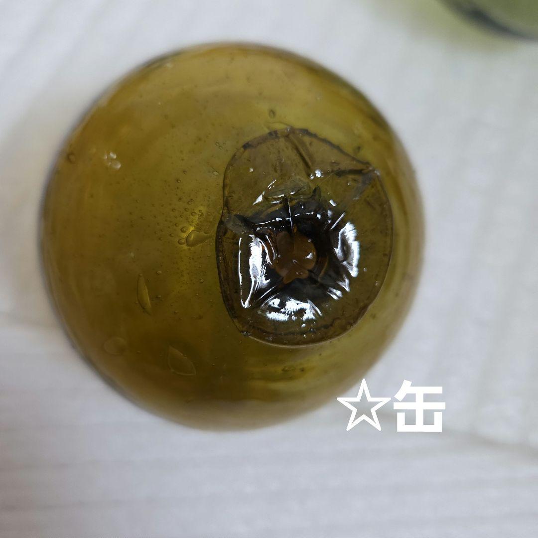 ガラス浮き玉 青ボタン 茶☆缶 サ