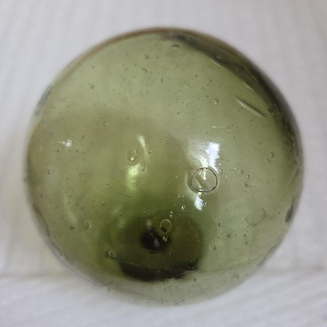 ガラス浮き玉 青ボタン 茶☆缶 サ