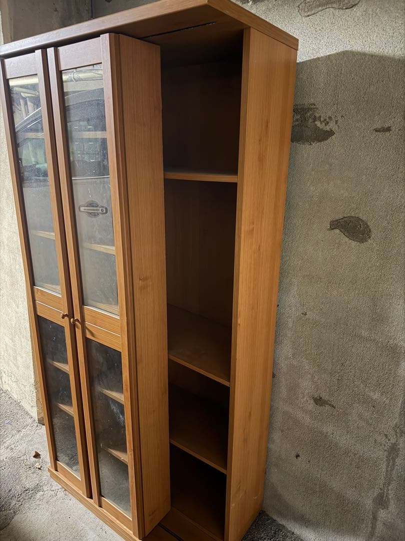 ガラス 木製スライド本棚 フナモコ 収納 おしゃれ モダン funamoco